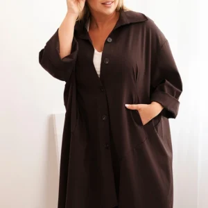 Moteriška Plus Size Punto megztinė su medvilne ir mygtukais