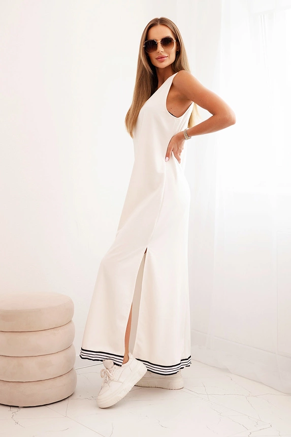 34286_3 Moteriškas su viskoze, su atsegama palaidine ir ilga suknele ecru - Image 3