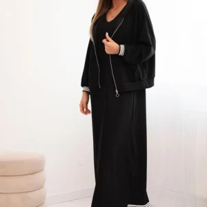 Moteriškas su viskoze, su atsegama palaidine ir ilga suknele