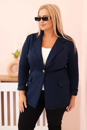 Moteriška viskozinė striukė Plus Size su ilgomis rankovėmis ir apykakle
