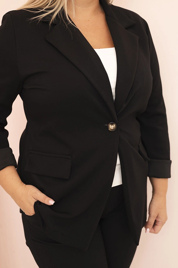 34313_3 Moteriška viskozinė striukė Plus Size su ilgomis rankovėmis ir apykakle - Image 3