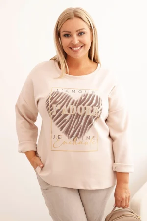 Moteriška Plus Size palaidinė su gobtuvu ir spauda