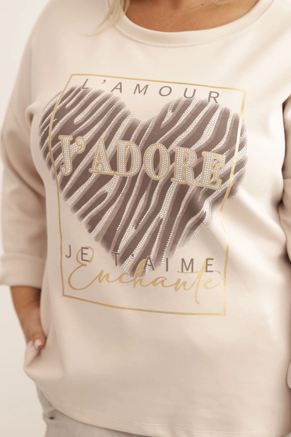 34389_2 Moteriška Plus Size palaidinė su gobtuvu ir spauda - Image 2