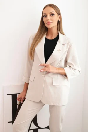 Moteriškas Punto elegantiška švarkas ir kelnės bežinė
