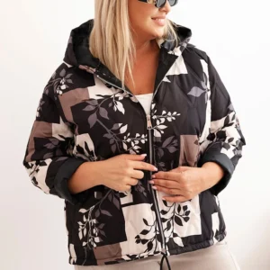 Moteriška Plus Size striukė su kapišonu ir pailgintu nugaros dalimi