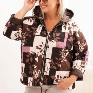 Moteriška Plus Size striukė su gobtuvu ir ilgesne nugara