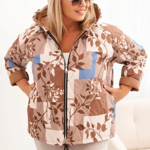 Moteriška Plus Size striukė su gobtuvu ir ilgesne nugara fango