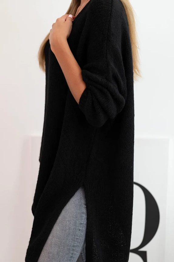 34472_4 Moteriškas asimetrinis vilnonis megztinis Plus Size su V formos iškirpte - Image 4