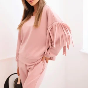 Moteriškas su kutais ant rankovių tamsiai