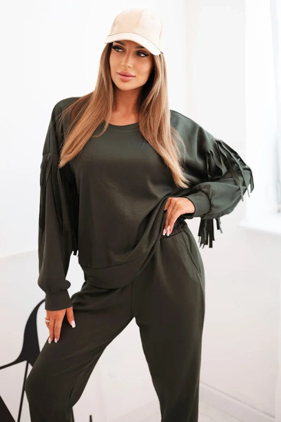 34486_4 Moteriškas su kutais ant rankovių sviestinis khaki