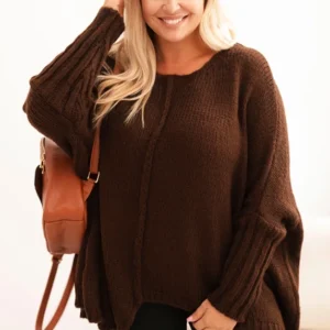 Moteriškas Plus Size megztinis su akrilu, laisvo kirpimo ir 3/4 rankovėmis