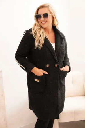Moteriškas Plus Size paltas iš dirbtinio avikailio su kišenėmis