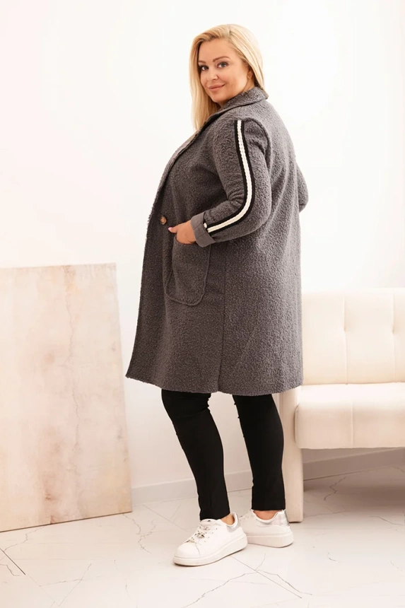 34515_2 Moteriškas Plus Size paltas iš dirbtinio avikailio su kišenėmis - Image 4