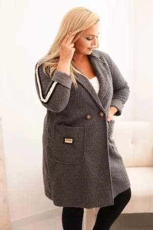 Moteriškas Plus Size paltas iš dirbtinio avikailio su kišenėmis