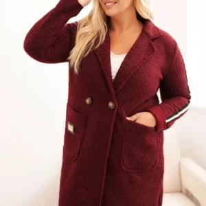 Moteriškas Plus Size paltas iš dirbtinio avikailio su kišenėmis