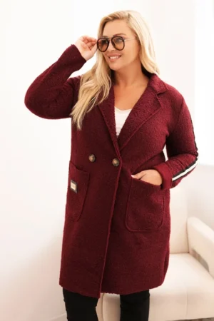 Moteriškas Plus Size paltas iš dirbtinio avikailio su kišenėmis