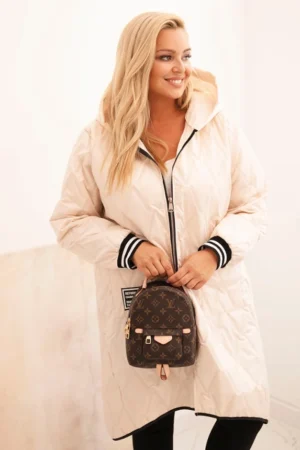 Moteriška Plus Size pamušaluota striukė su gobtuvu ir sportinėmis rankogaliais bežinė