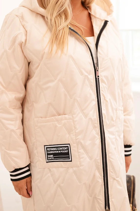 34526_4 Moteriška Plus Size pamušaluota striukė su gobtuvu ir sportinėmis rankogaliais bežinė - Image 4