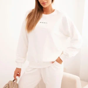 Moteriškas medvilninis su spauda Minimal ecru