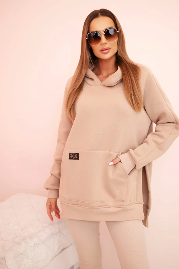 34630_3 Moteriškas , medvilnė, džemperis su gobtuvu ir aukšto liemens leggingai bežinis