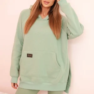 Moteriškas , medvilnė, džemperis su gobtuvu ir aukštu juosmeniu leginsai, tamsiai