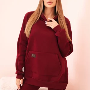 Moteriškas , medvilnė, su gobtuvu džemperis ir aukšto liemens leginsai