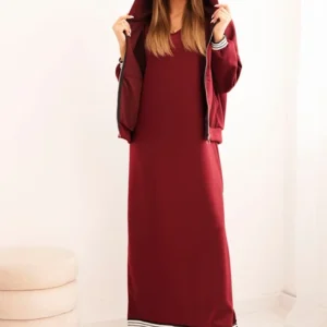 Moteriškas su viskoze, su atsegama palaidine ir ilga suknele bordinė