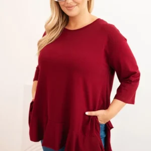 Moteriška Plus Size marškinėliai su medvilne, su volanu ir su suknele