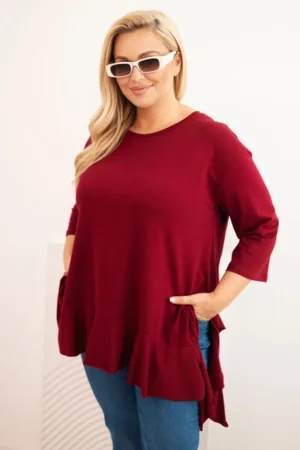 Moteriška Plus Size marškinėliai su medvilne, su volanu ir su suknele
