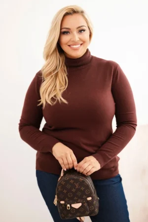 Moteriškas viskozinis džemperis Plus Size su klasikinio kirpimo golfo