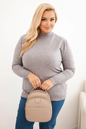 Moteriškas Plus Size megztinis iš viskozės su golfo apykakle