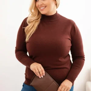 Moteriška Plus Size megztinis iš viskozės su golfo kaklu