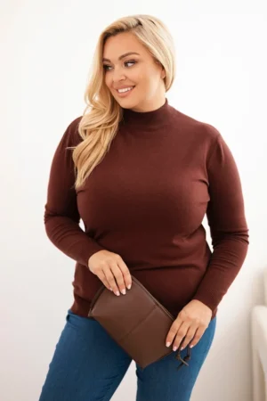 Moteriška Plus Size megztinis iš viskozės su golfo kaklu