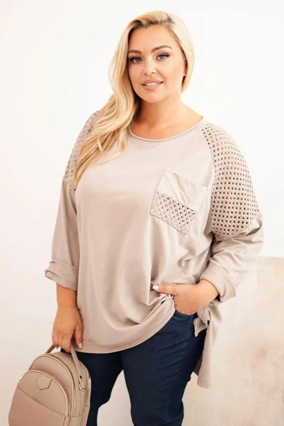 34771_4 Moteriška Plus Size medvilninė marškinėliai su spauda bežinė