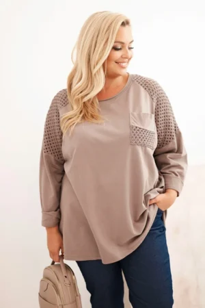 Moteriška Plus Size medvilninė bluzonė su spauda fango