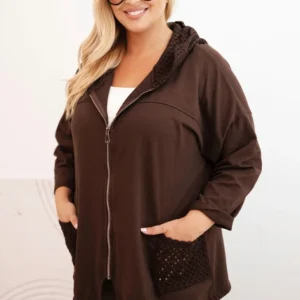 Moteriška Plus Size medvilninė oversize džemperis su ilgomis rankovėmis