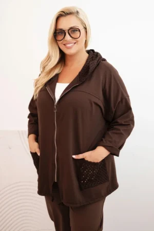 Moteriška Plus Size medvilninė oversize džemperis su ilgomis rankovėmis