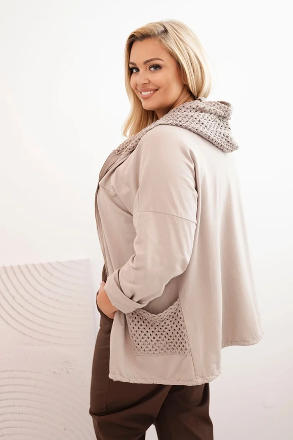 34792_2 Moteriška Plus Size medvilninė oversize palaidinė su ilgomis rankovėmis bežinė - Image 3