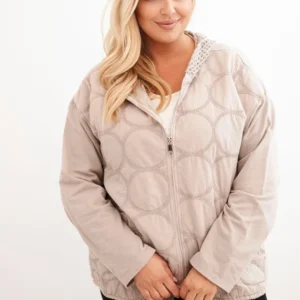 Moteriška Plus Size medvilninė striukė su užtrauktuku bežinė