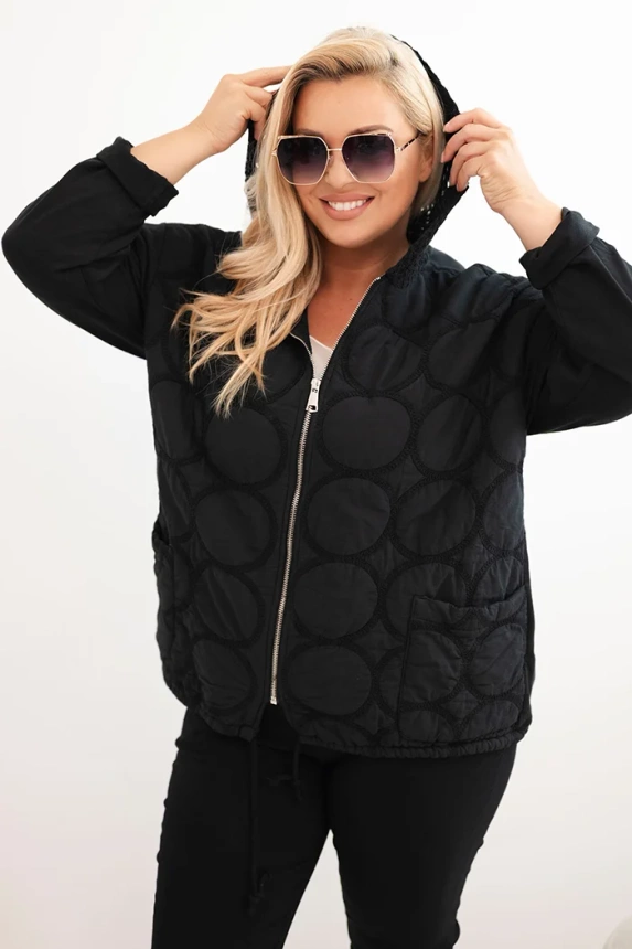 34811_3 Moteriška Plus Size medvilninė džemperis su užtrauktuku