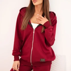 Moteriškas medvilninis su gobtuvu ir užtrauktuku