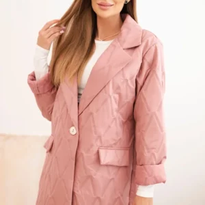 Moteriška Plus Size striukė su apykakle ir mygtuku tamsiai