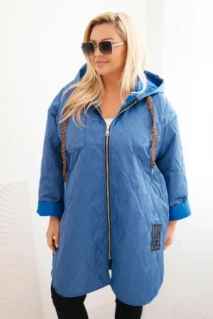 Moteriška Plus Size pamušaluota striukė su gobtuvu ir užrašu HOPE šviesiai
