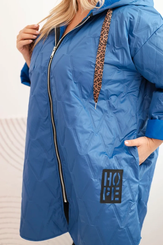 34860_4 Moteriška Plus Size pamušaluota striukė su gobtuvu ir užrašu HOPE šviesiai - Image 4
