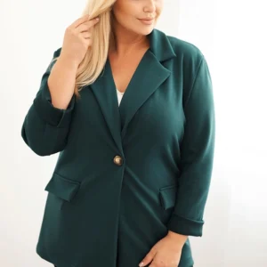 Moteriška viskozinė striukė Plus Size su ilgomis rankovėmis ir apykakle jūros