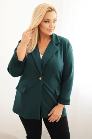 Moteriška viskozinė striukė Plus Size su ilgomis rankovėmis ir apykakle jūros