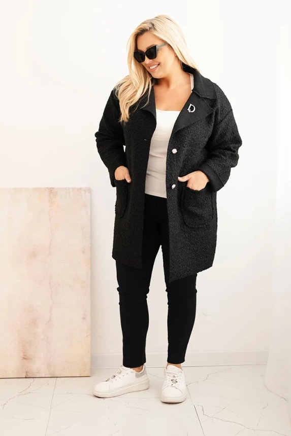 34883_1 Moteriškas paltas Plus Size su avikailiu, vilna ir kišenėmis - Image 2