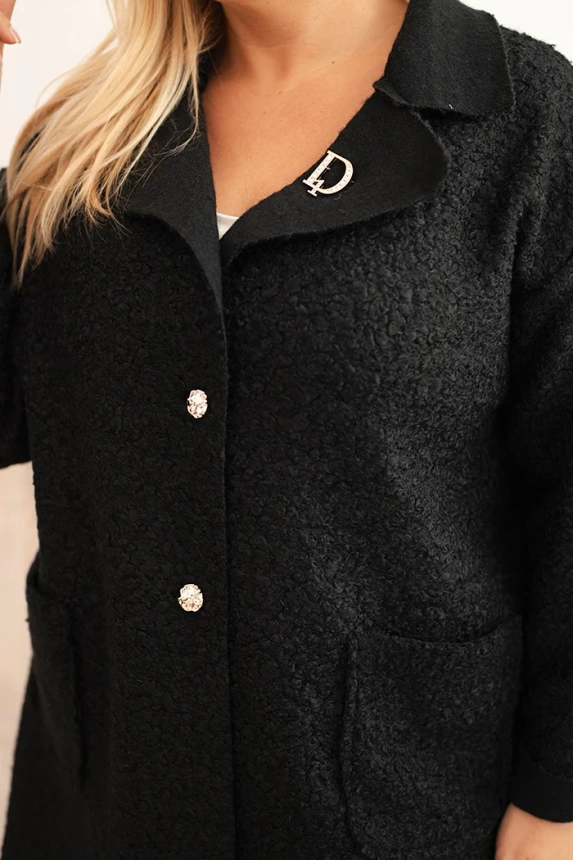 34883_4 Moteriškas paltas Plus Size su avikailiu, vilna ir kišenėmis - Image 4