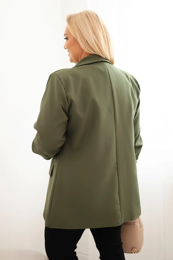 34889_2 Moteriška elegantiška Plus Size švarkas khaki - Image 3