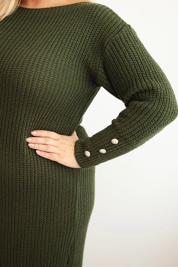 34903_4 Moteriška plius dydžio megztinė su moheriu khaki - Image 4